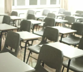 Classroom full of students' desks