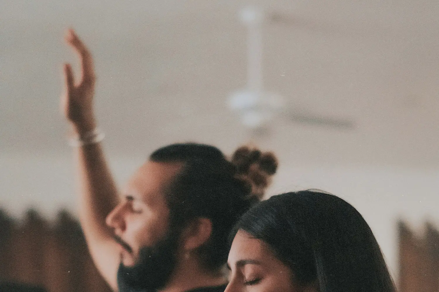 man and women in building praising