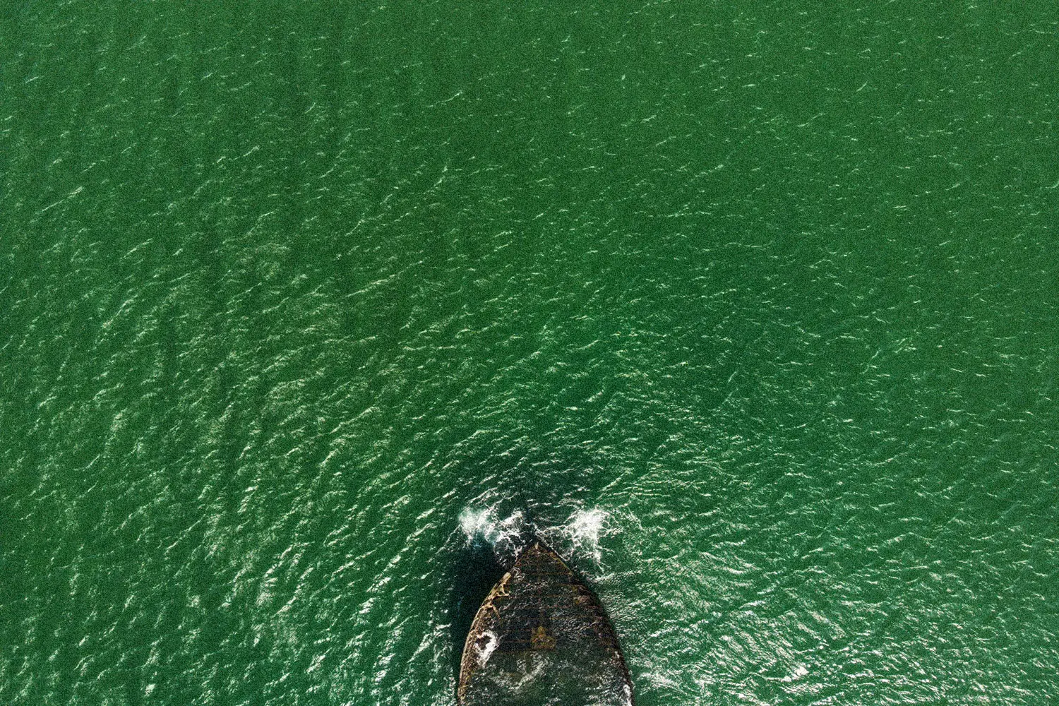 boat sinking into green water