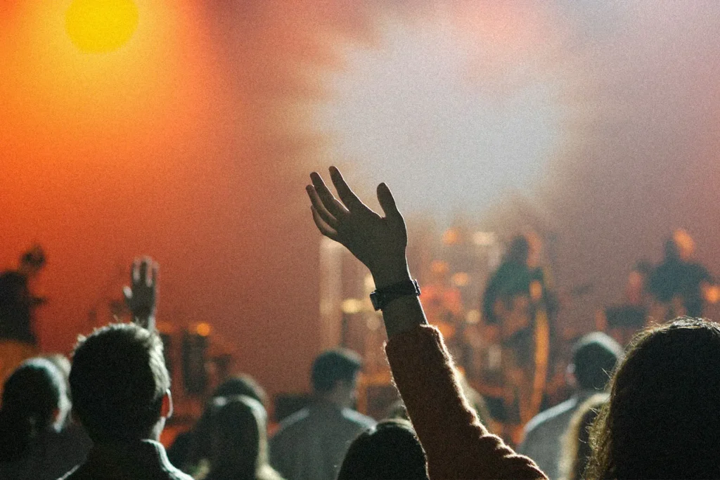 people at a live praise and worship event