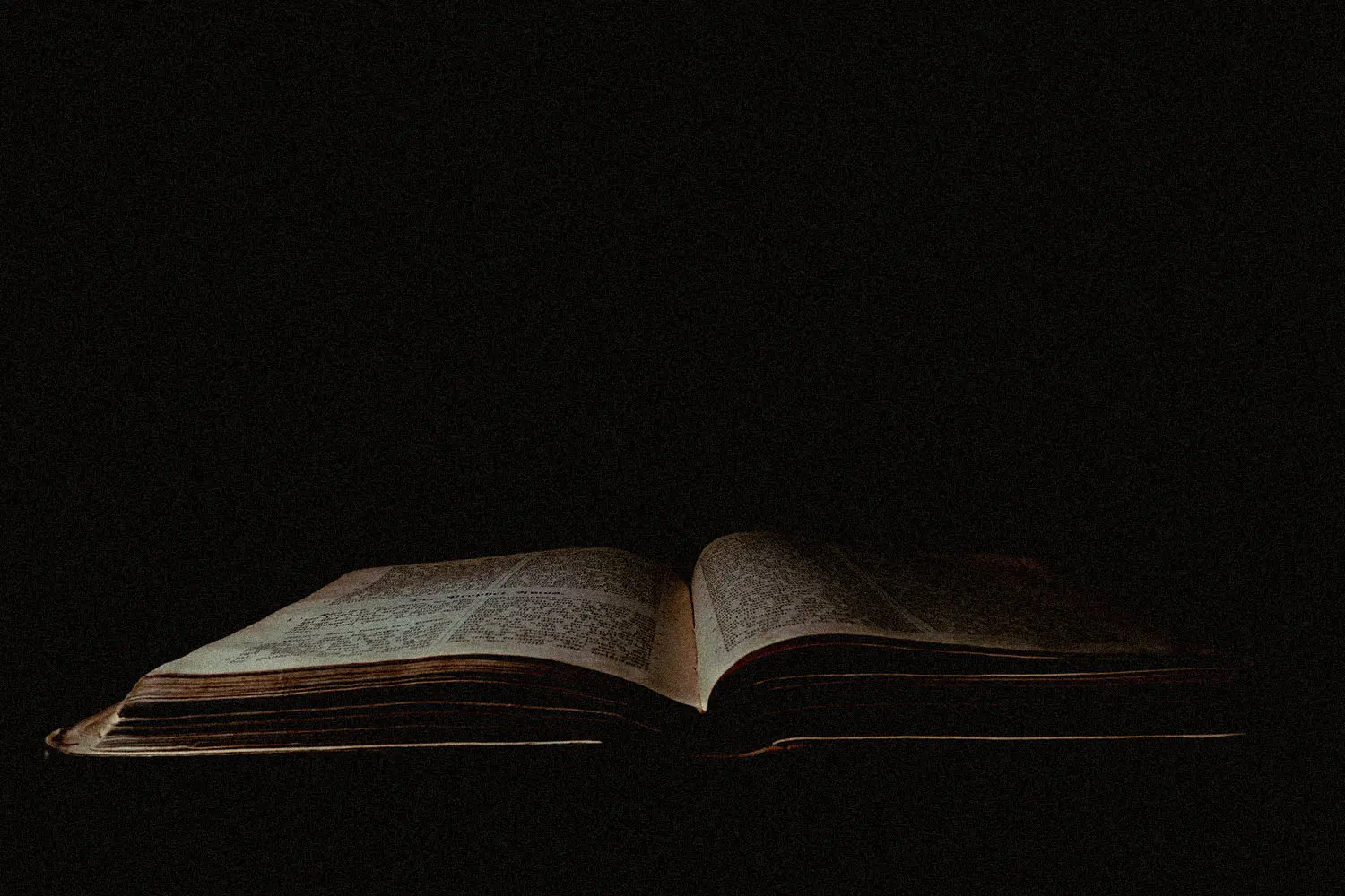 Dim light shining on an open Bible