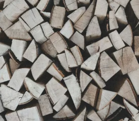 Top view of bundles of chopped firewood