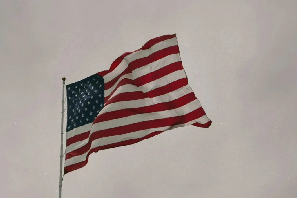united states flag waving in the breeze