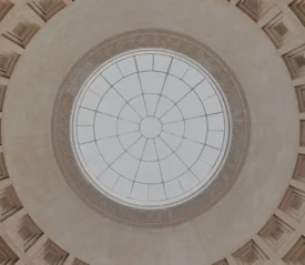 Inside of a patterned dome building