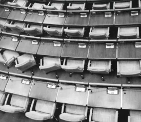 an arial view of a the Senate Chamber in the capitol