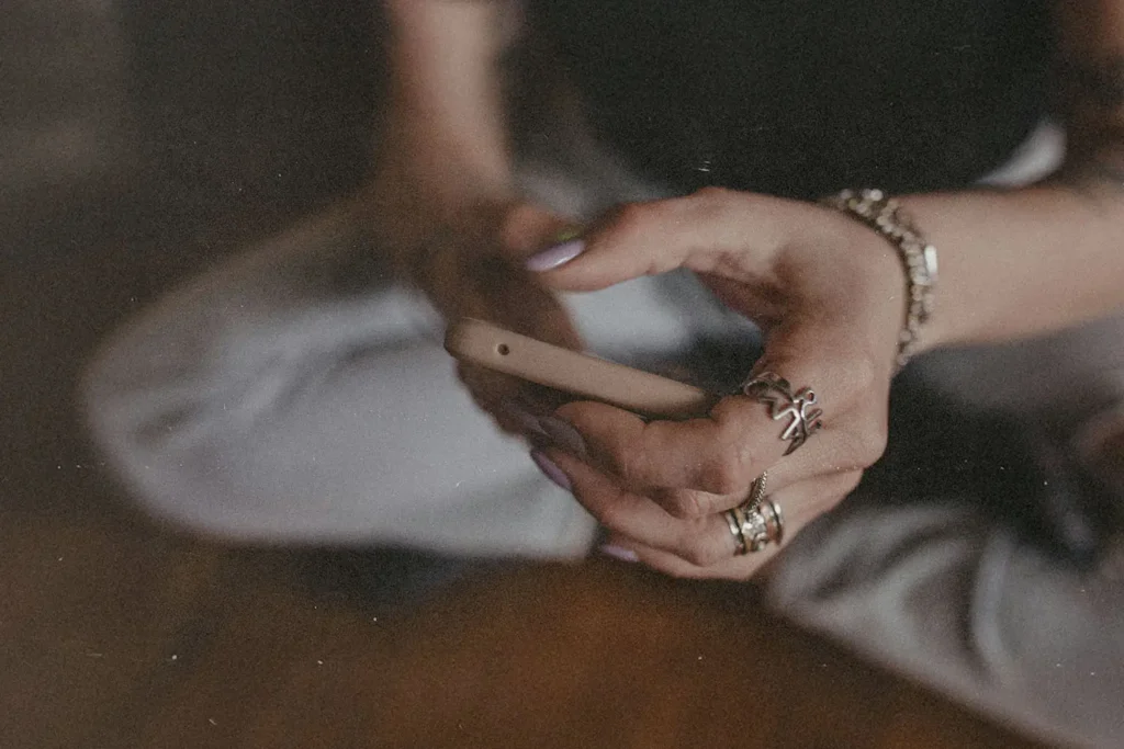 Hand holding smartphone