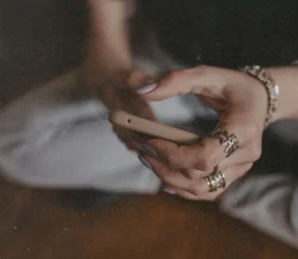 Hand holding smartphone