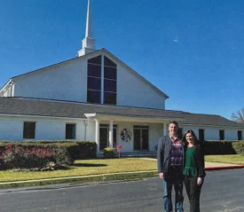 Jonathan and Rebecca Davis standing in front of Life Tabernacle of Shreveport in Shreveport, Louisiana.